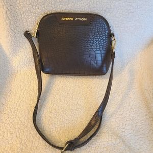 Adrienne Vittadini dark brown croc embossed shoulder bag